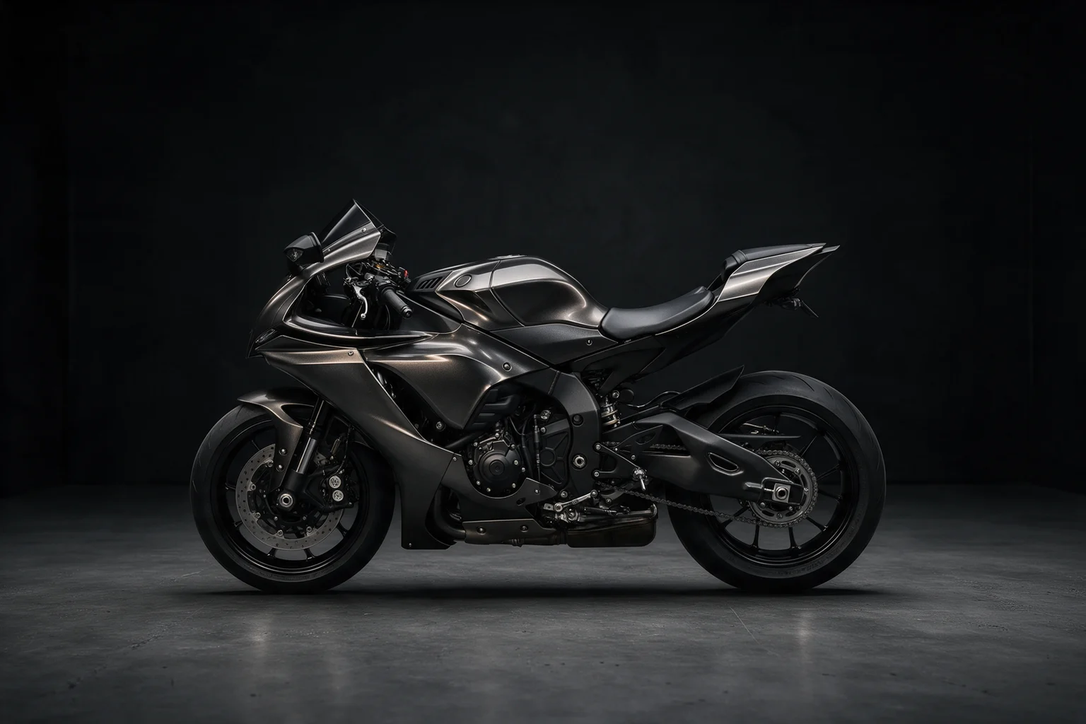 Modern luxury motorcycle with sculpted front and side bodywork
